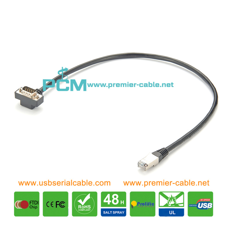 Angled DB9 to RJ45 RS232 Serial LAN Cable