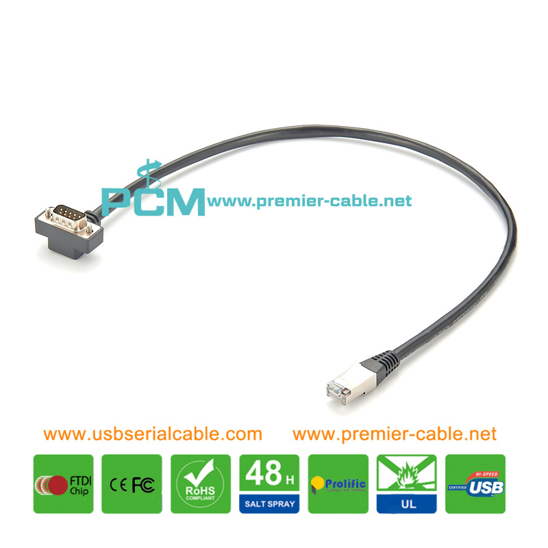 Angled DB9 to RJ45 RS232 Serial LAN Cable Angled DB9 to RJ45 RS232 Serial LAN Cable