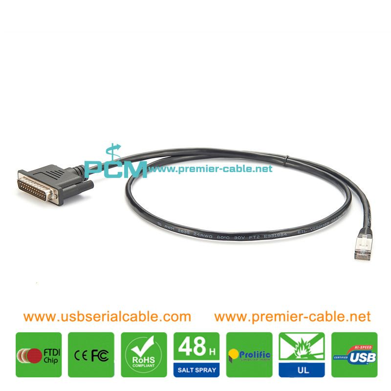 DB25 Male to RJ45 Serial Null Modem Cable