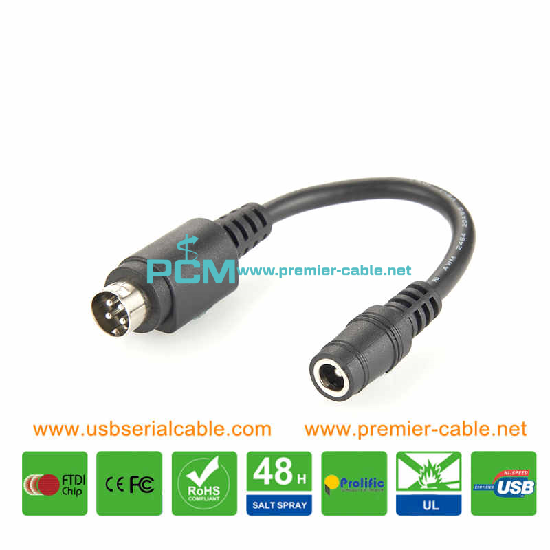 4 Pin Din Male to 12V 5V DC Jack Power Cable
