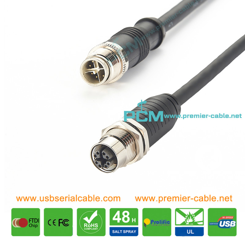 M12 8 Pin X Coding Waterproof Sensor Cable