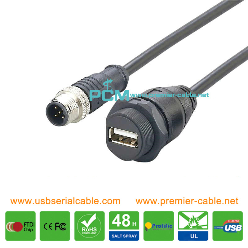M12 5 Core to USB RS485 Wire Sensor IP67 Cable