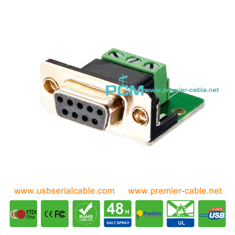 DB9 RS232 to 3 Pin RS485 Terminal Breakout Board Converter