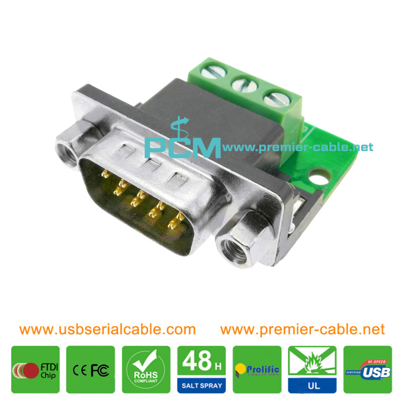 DB9 Male to 3Pin Terminal Board TTL UART Serial Adapter