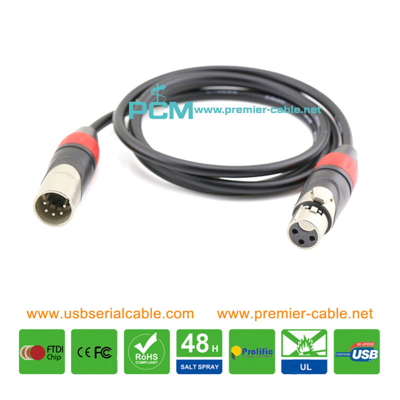 DMX512 5Pin to 3Pin XLR Header Stage Lighting Cable