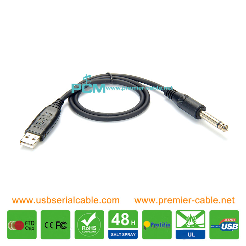 USB to 6.35mm Electric Guitar Plug Computer Cable