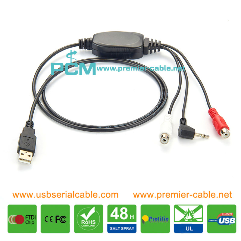 USB to 3.5mm R/L Input MP3 WAV Digital Audio Cable