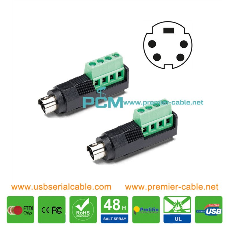 Solderless PP660 Mini-Din 4 Pin Screw Terminal Block Adapter