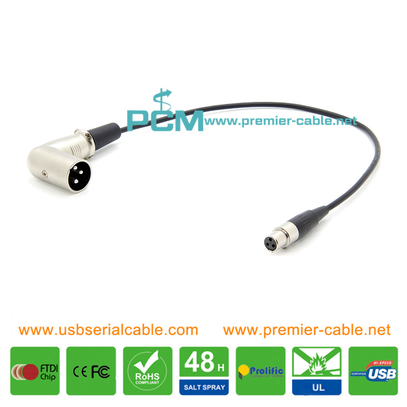 Right Angle XLR 3 Pin to TA3F Female Balanced Cable