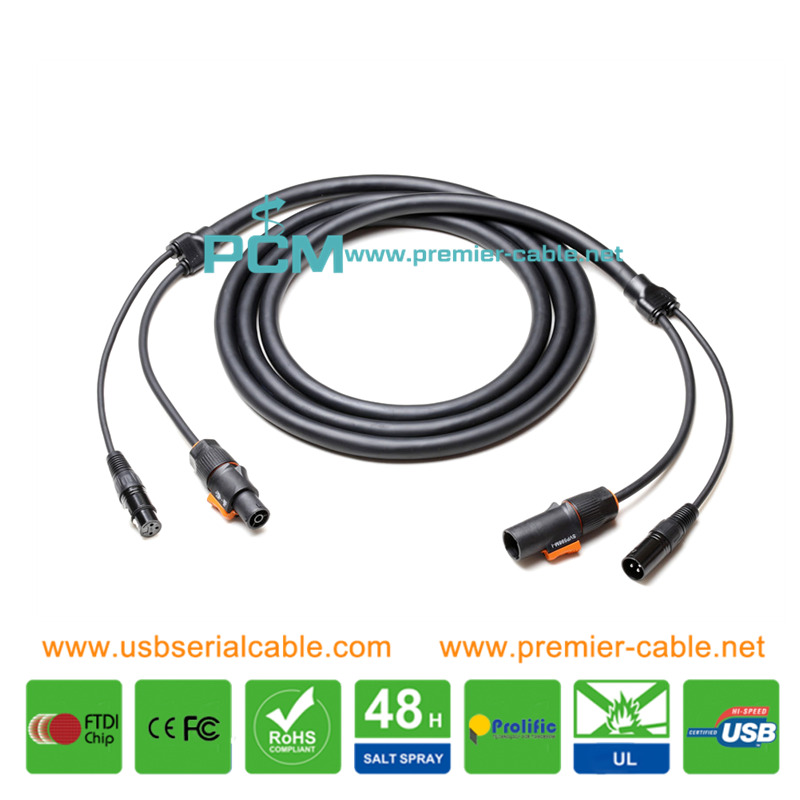 IP-Powercon True1 XLR 3 Pin DMX Combi Cable