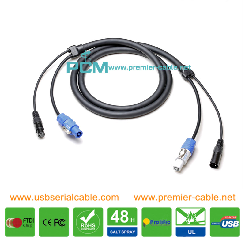 XLR 3P and PowerCON DMX Power Hybrid Cable XLR 3P and PowerCON DMX Power Hybrid Cable
