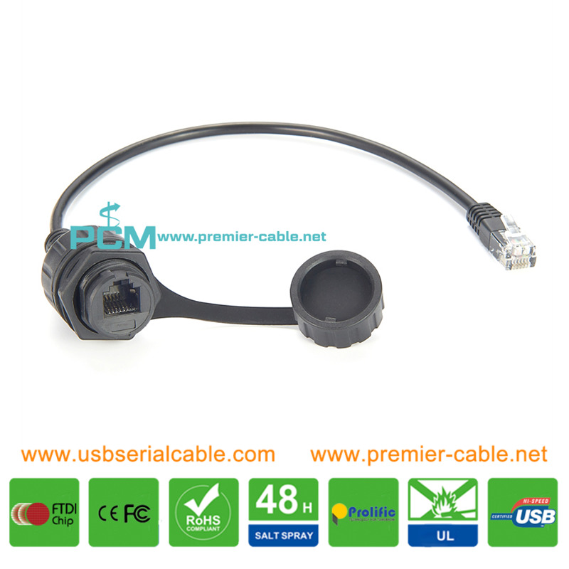 RJ12 6 Pin Outdoor Waterproof Conveter Cable with Dust Cap