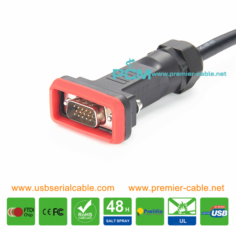 HDB15 VGA 3 Row Outdoor IP68 Waterproof Cable