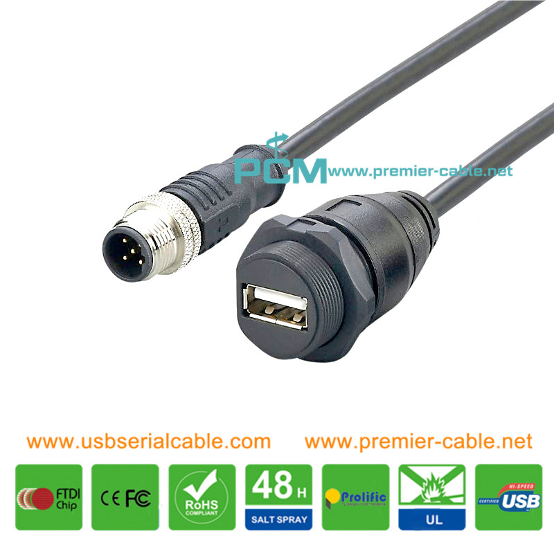 IP67 M12 A Code to USB Waterproof Sensor Cable