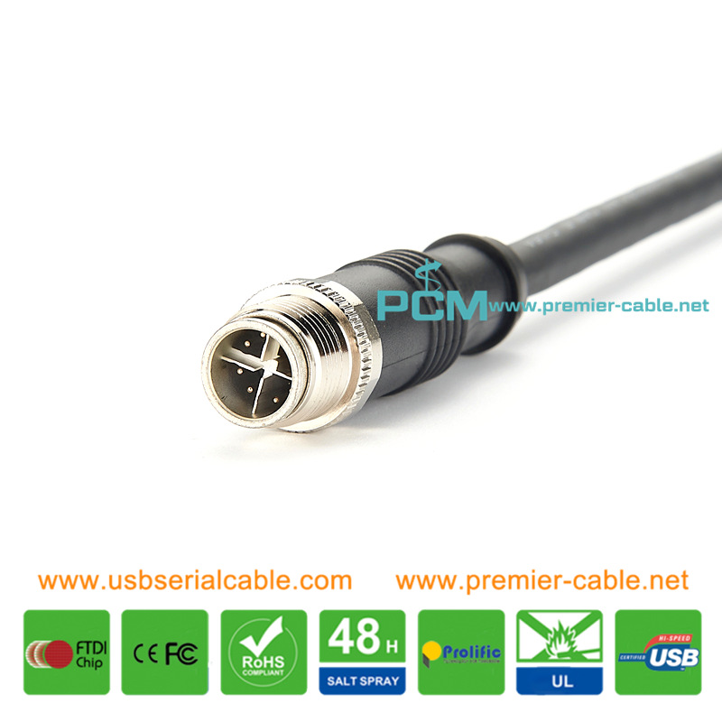 M12 X-Code 8 Pin to RJ45 Cat6 Industrial IP68 Cable