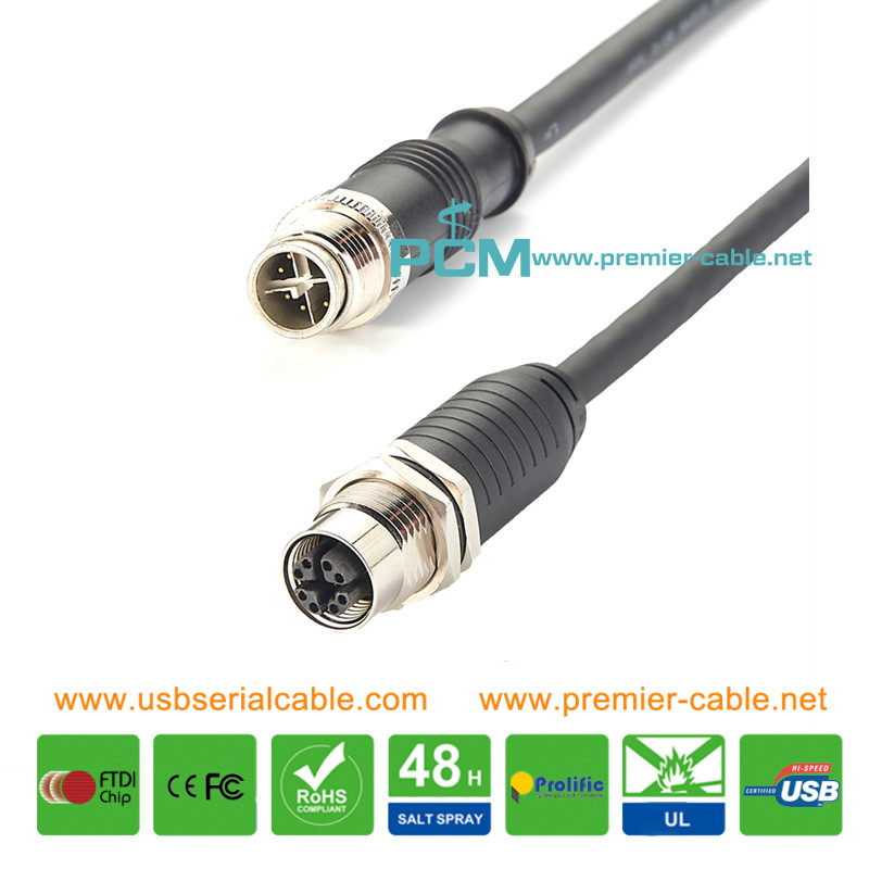 Cat6a M12 X-Code IP68 PoE Industial Ethernet Cable