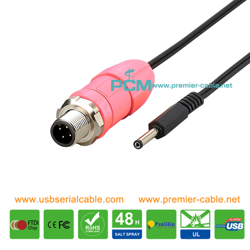 M12 4 Pin to DC Plug Power Cable for Camera Monitor