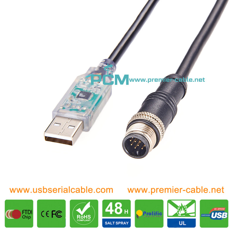 FTDI USB RS485 RS232 to M5 M8 M12 Cable