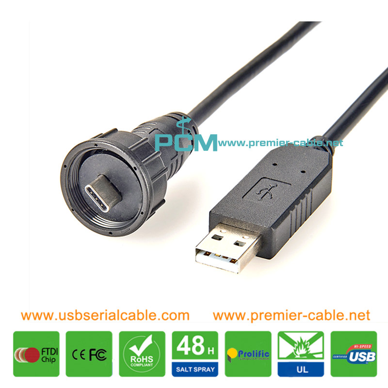 USB-C to USB-A Male IP67 Outdoor Cable