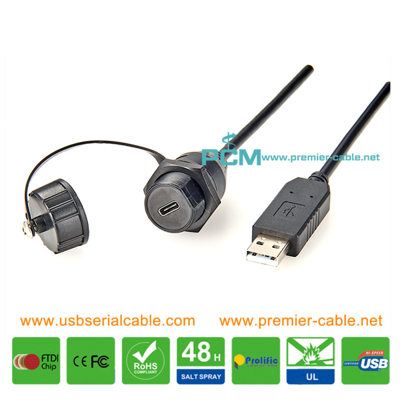 USB3.1 Type C to Type A Waterproof Cable with Cap
