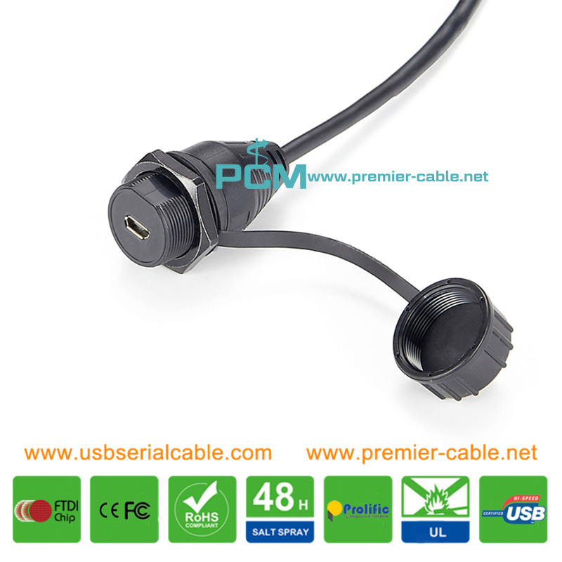 Micro USB Waterproof Panel Cable with Dust Cap Micro USB Waterproof Panel Cable with Dust Cap