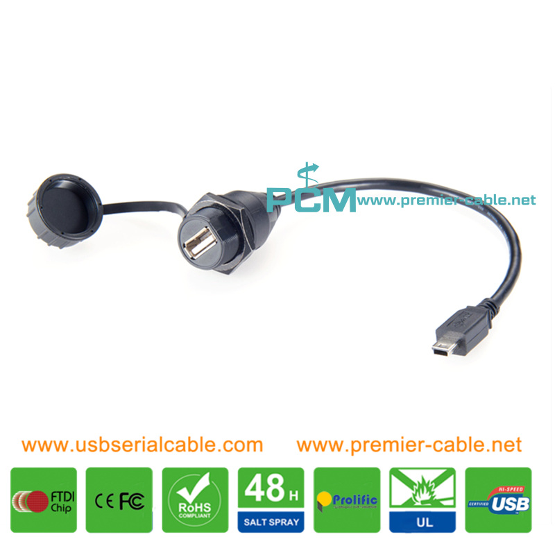 Type A to Micro USB Waterproof IP67 Cable with Cap