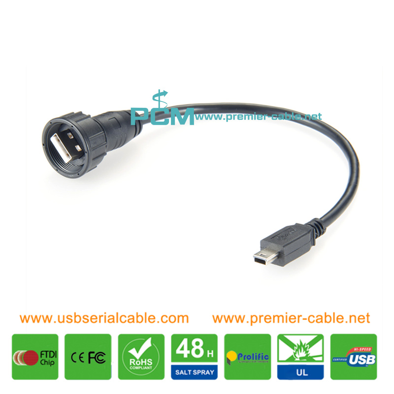 USB2.0 Micro USB to A Waterproof Cable