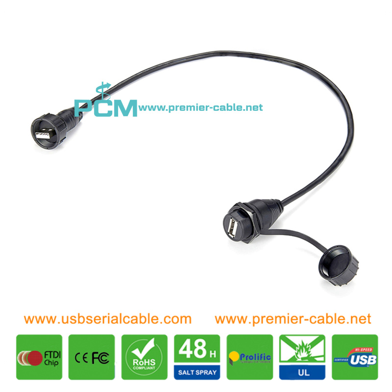 IP67 USB 2.0 Water & Dust Proof Extension Cable with Cap