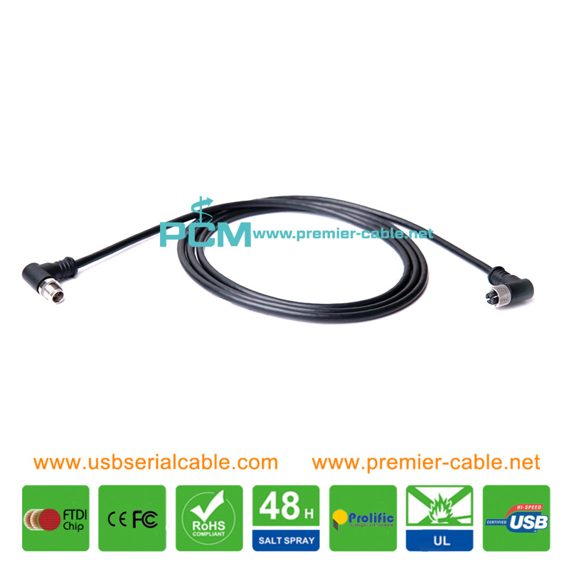 Right Angle M12 X-Coded 8 Pin SF/UTP Network Cable