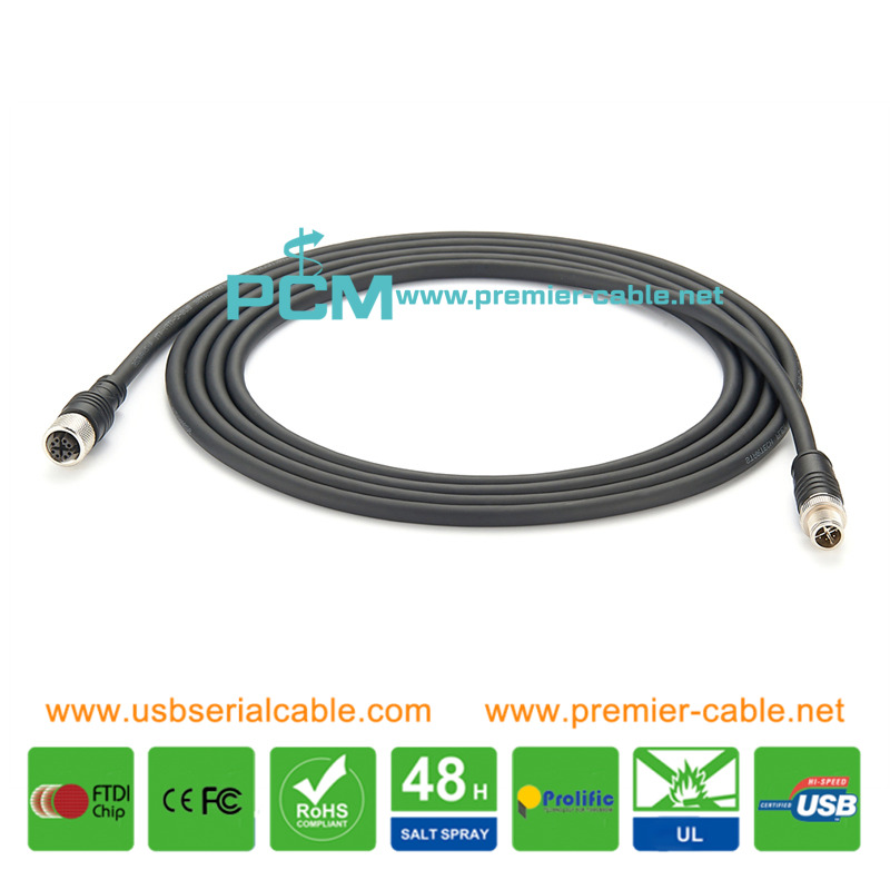M12 X-Code 8 Pin Gigabit Industrial Ethernet Cable