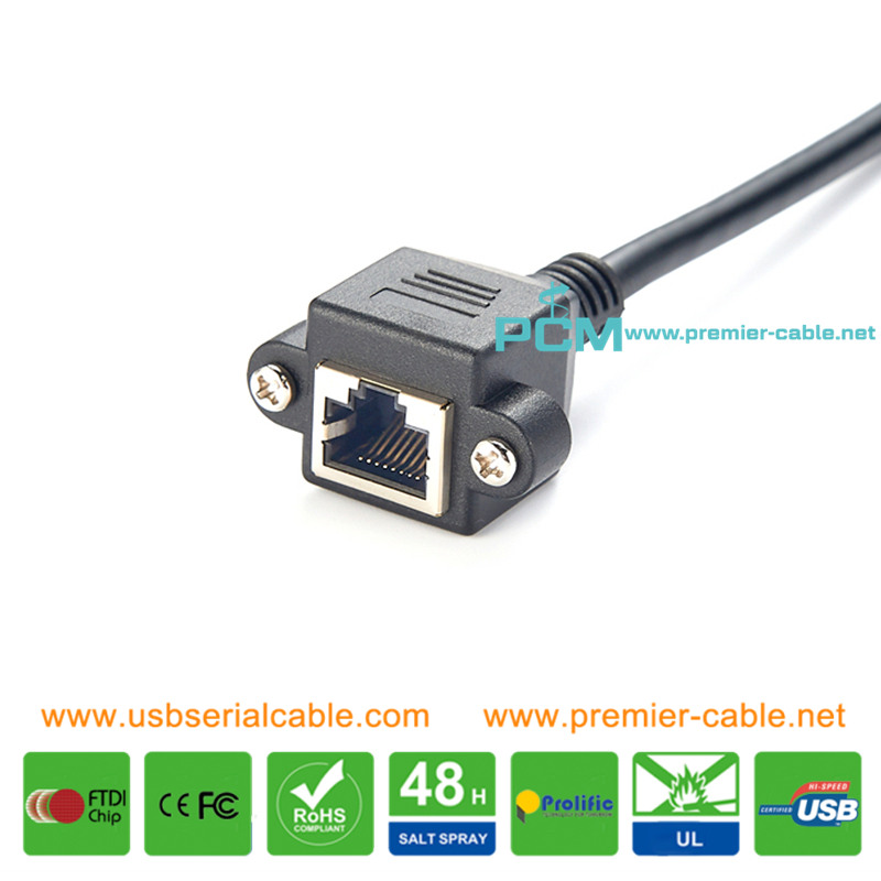 Cat6 RJ45 Plug Shielded Panel Mount Extension Cable