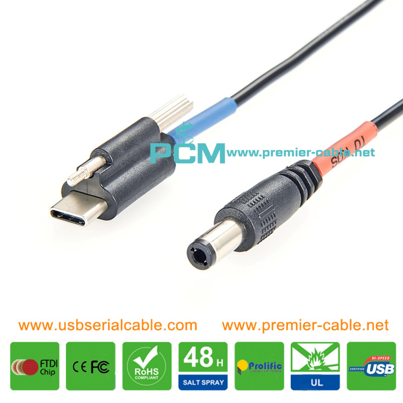 USB3.1 Type C to DC 2.5mm Single Screw Power Panel Cable