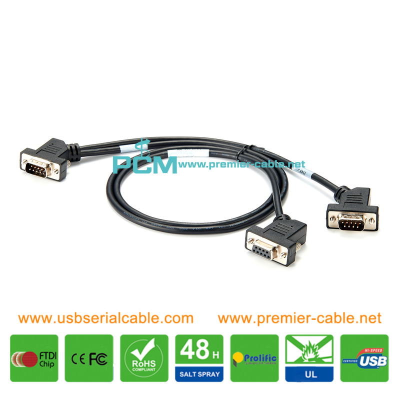 2 Male D-Sub9 Double CAN Y Splitter Cable