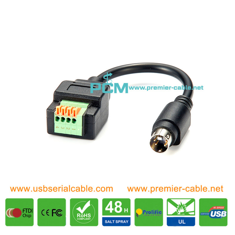 S-Video 4 Pin Mini DIN to Field Termination Block 