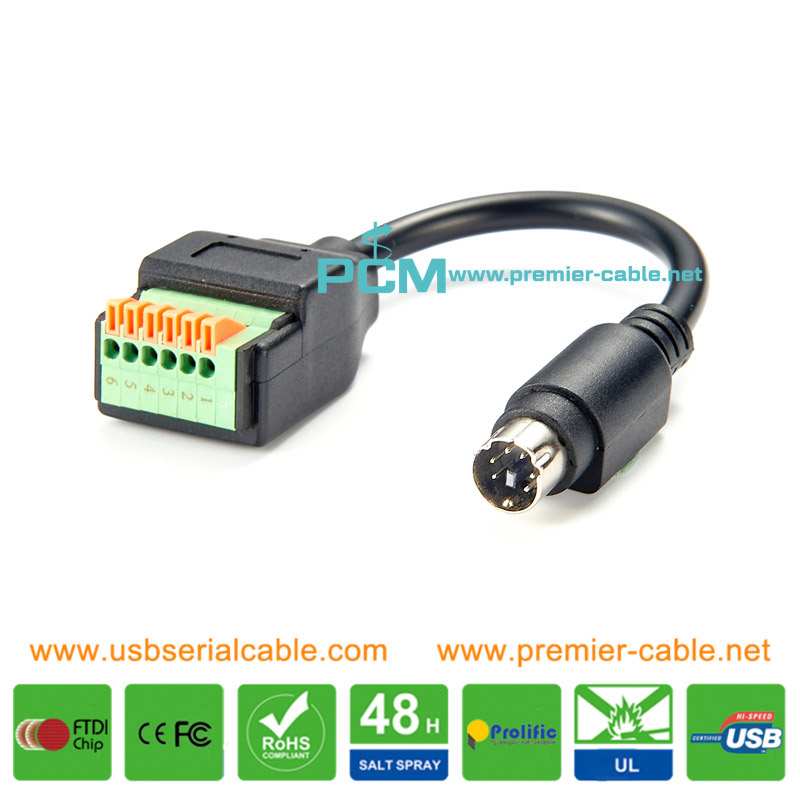 6 Pole Mini Din to Pluggable Terminal Block Cable