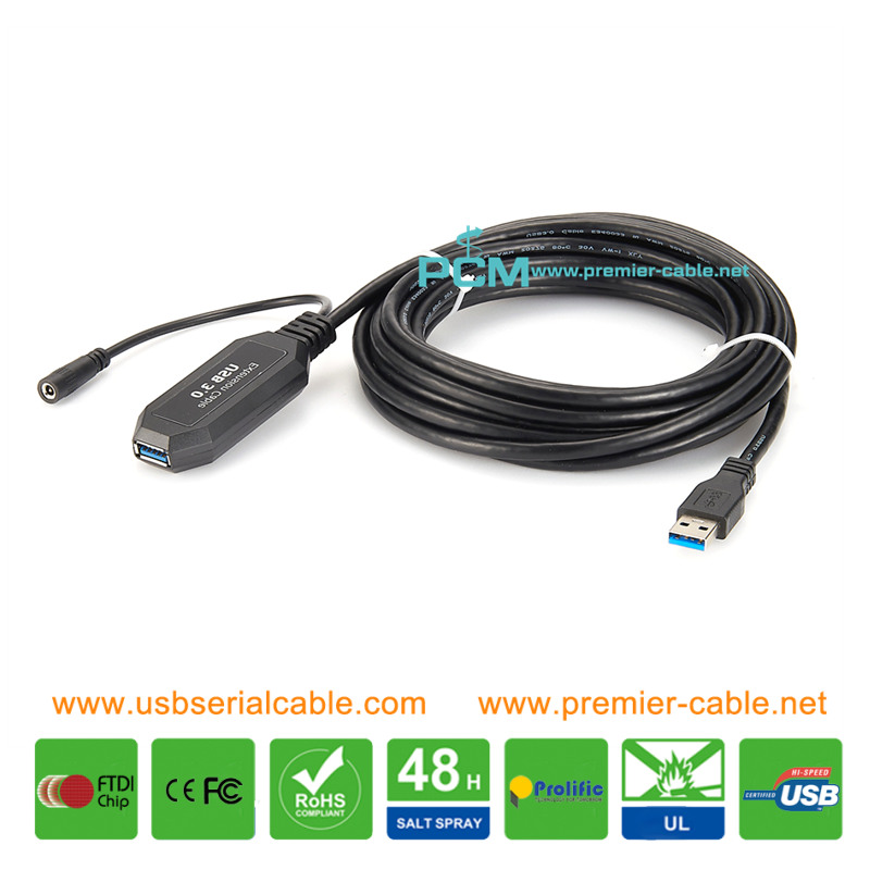 USB3.0 Signal Booster Extension Cable with DC Power Jack