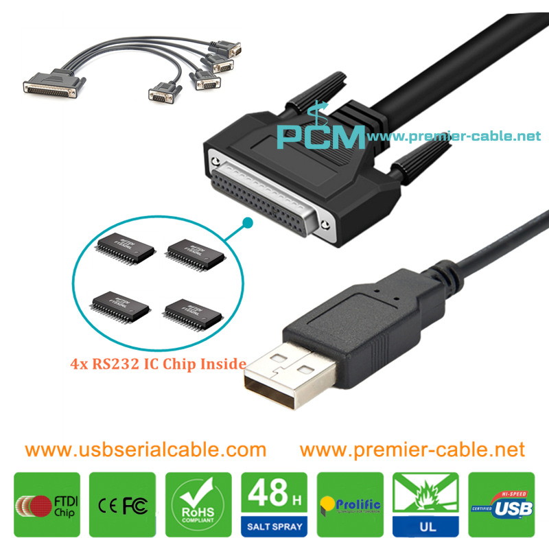 DB37 to USB RS232 Analog Communication Cable 4x IC Chip