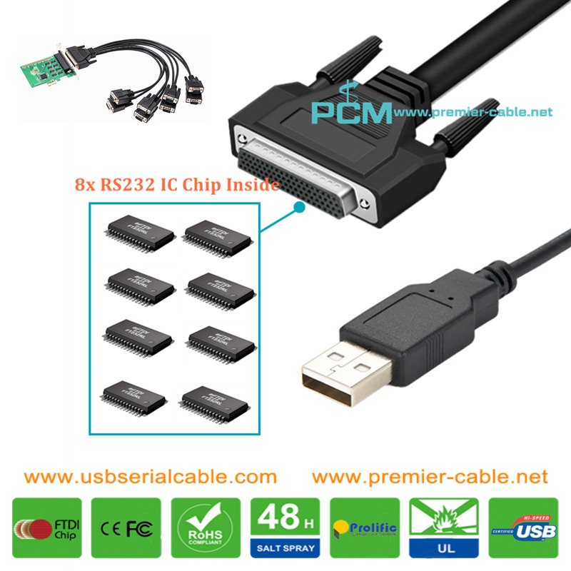 DB78 to USB RS232 MOXA DB9 Compatible Cable 8x IC Chip