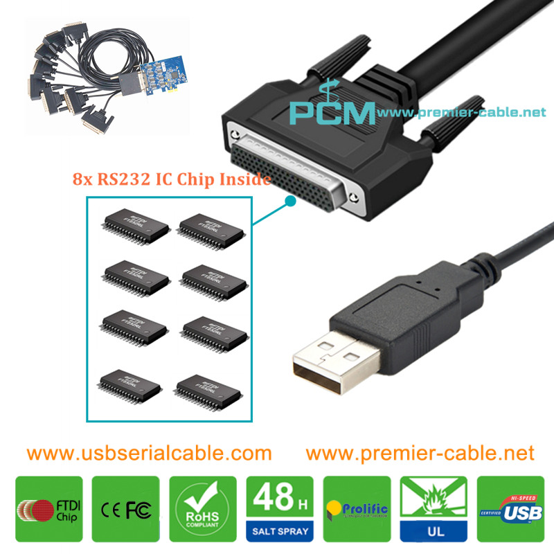 DB78 to USB RS232 MOXA DB25 Compatible Cable 8x IC Chip