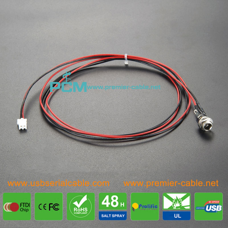 12V 5.5 x2.5mm x2.1mm DC Power to JST Cable Assembly