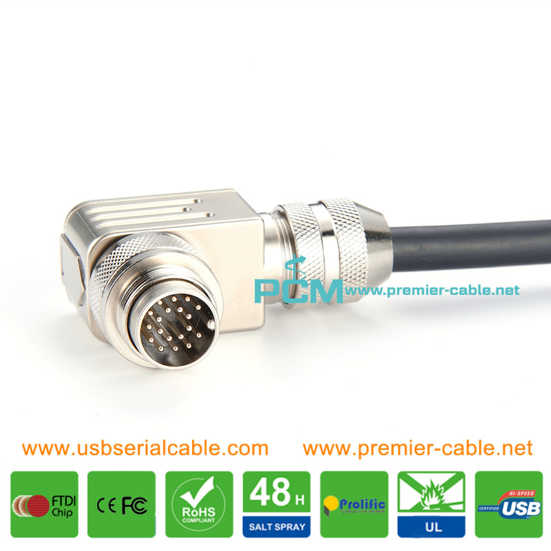 M16 Left Angle Industrial IP67 Electrical Cable 2m