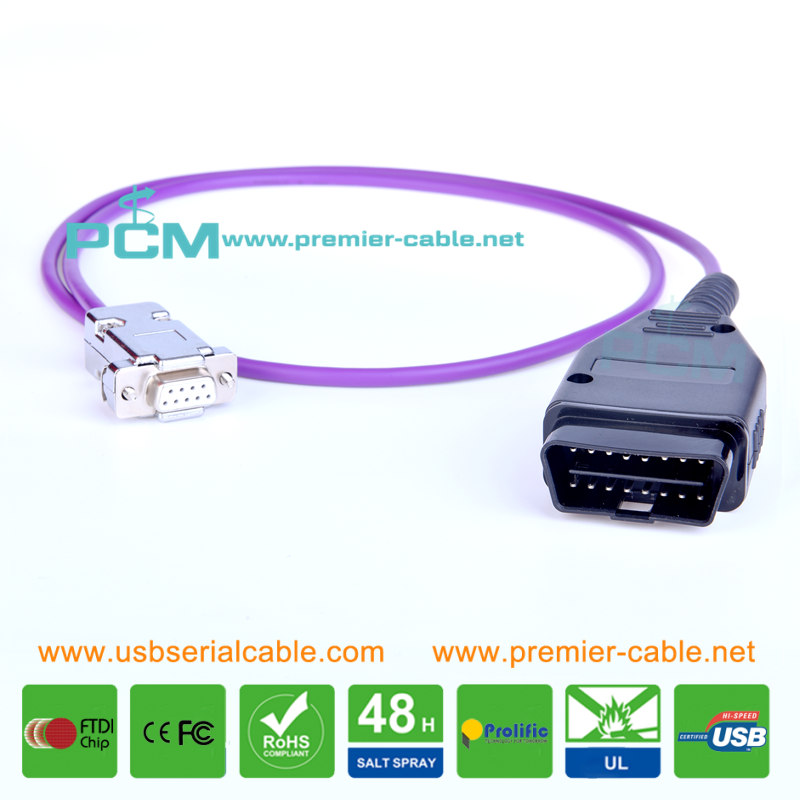 OBD-II to DB9 Auto Diagnostic Cable