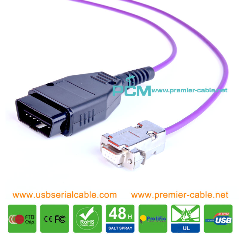 OBD-II to DB9 CAN Logger Cable