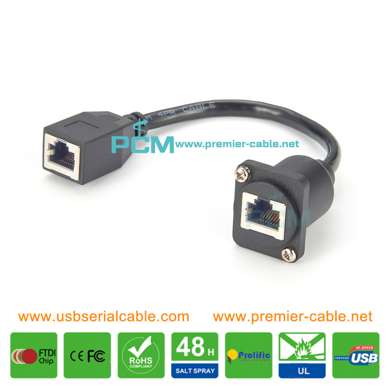 D Type RJ45 Female to Female Panel LAN Cable
