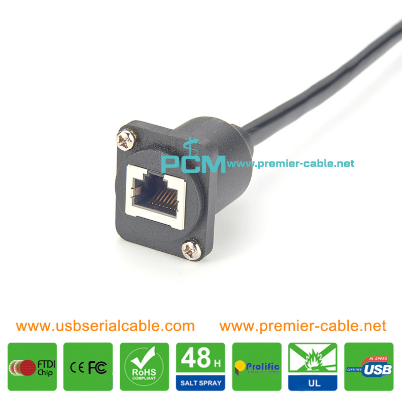 D-Shape Cat5e Cat6 RJ45 Screwing Panel Mount Cable