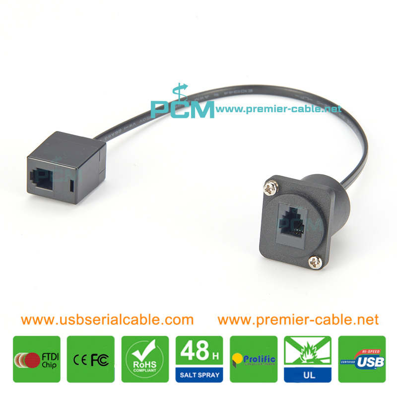 D-type RJ9 RJ11 RJ12 Telephone Female Panel Cable D-type RJ9 RJ11 RJ12 Telephone Female Panel Cable