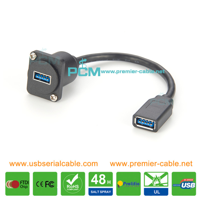 D Serial USB3.0 Type A Female to Female Desk Air Craft RV Panel Mount Cable D Serial USB3.0 Type A Female to Female Desk Air Craft RV Panel Mount Cable