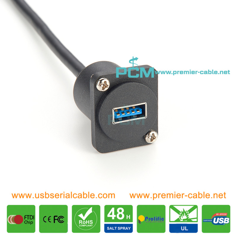 D Type USB3.0 Female to Female Screwing Flush Mount Cable D Type USB3.0 Female to Female Screwing Flush Mount Cable