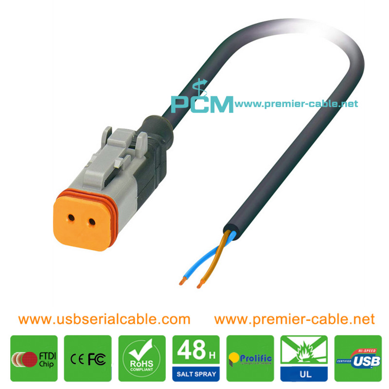 Waterproof Deutsch DT06-2S Pigtail Cable Waterproof Deutsch DT06-2S Pigtail Cable
