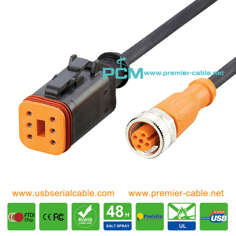 Deutsch DT06 to M12 Power Cable